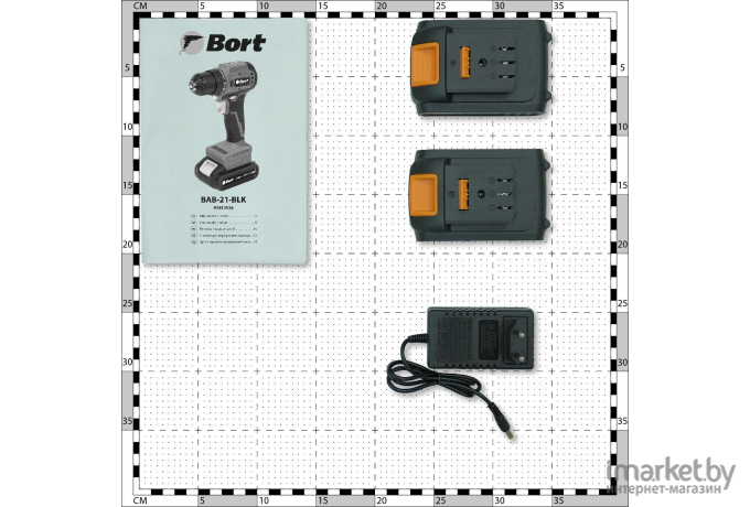 Дрель-шуруповерт Bort BAB-20X-BLK 2x1,5Ah (93412611)