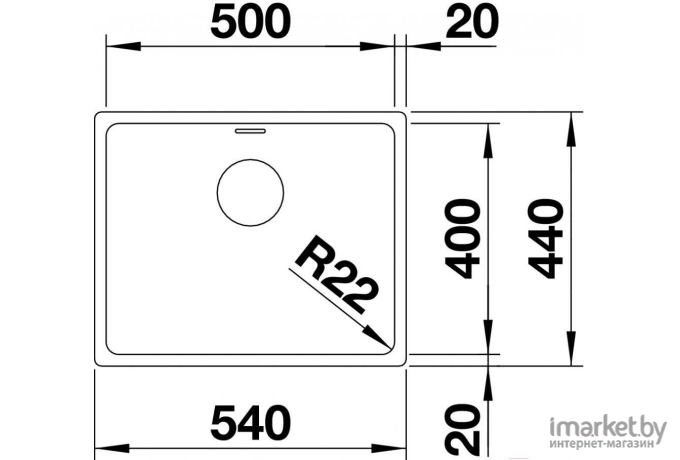 Кухонная мойка Blanco Andano 500-U (без клапана-автомата)