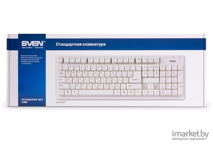 Клавиатура т.м. Sven Standard 301 White (USB)