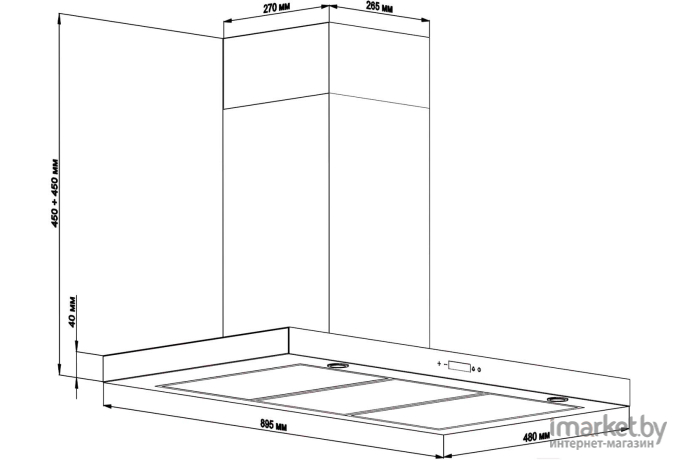 Вытяжка Backer CH90E-TGL200 (Inox Black Glass)