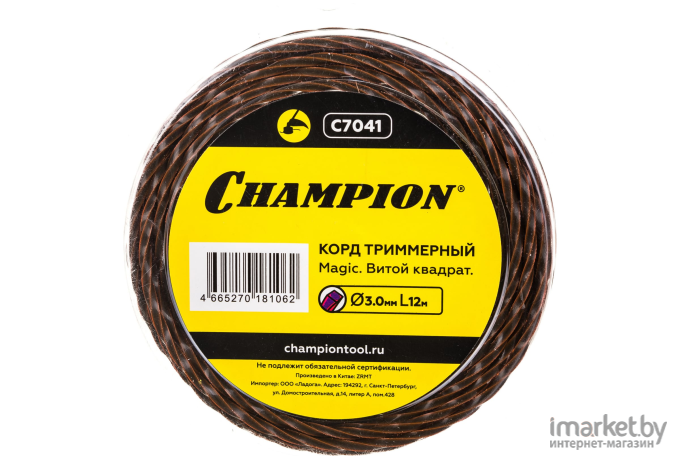 Корд для триммера Champion Magic 3.0мм*12м витой квадрат (C7041)