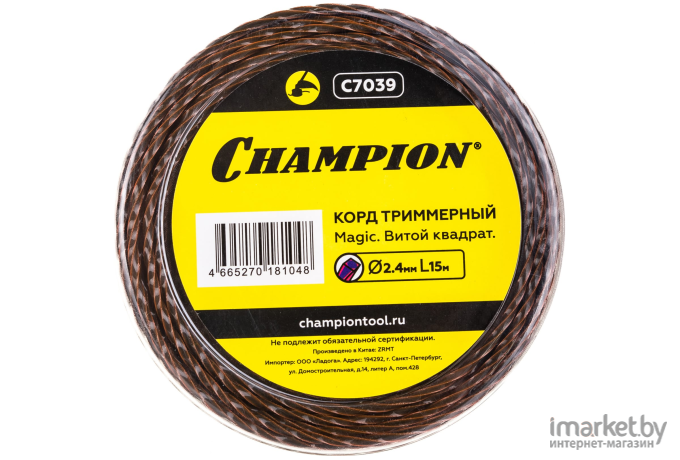 Корд для триммера Champion Magic 2.4мм*15м витой квадрат (C7039)