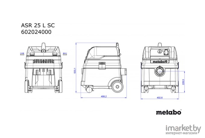 Пылесос Metabo ASR 25 L SC Vibra (6.02024.00)