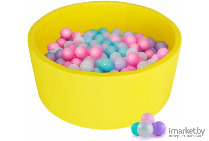 Kampfer Детский сухой бассейн Pretty Bubble желтый + 200 шаров розовый/мятный/жемчужный/сиреневый
