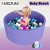 Midzumi Детский сухой бассейн Baby Beach сиреневый + 100 шаров голубой/серый/жемчужный/прозрачный