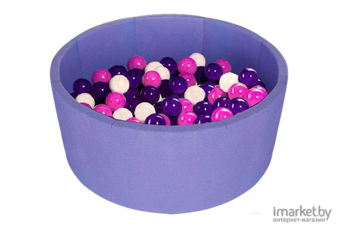 Midzumi Детский сухой бассейн Baby Beach сиреневый + 200 шаров темно-розовый/жемчужный/фиолетовый