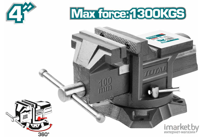 Тиски слесарные поворотные с наковальней Total THT6146