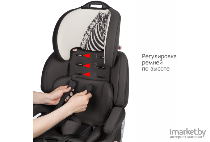 Детское автокресло SIGER Стар Isofix Lux зебра серый бежевый (KRES3599)