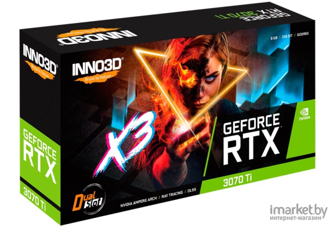 Видеокарта Inno3D GeForce RTX 3070 Ti X3 OC 8GB GDDR6X (N307T3-086XX-1820VA45)