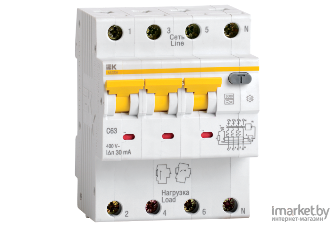 Автоматический выключатель дифференциального тока IEK АВДТ 34 (MAD22-6-016-C-30)