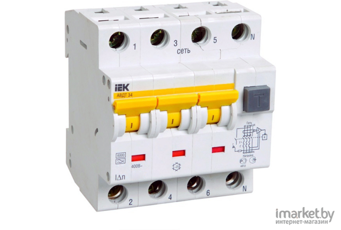 Автоматический выключатель дифференциального тока IEK АВДТ 34 (MAD22-6-016-C-30)
