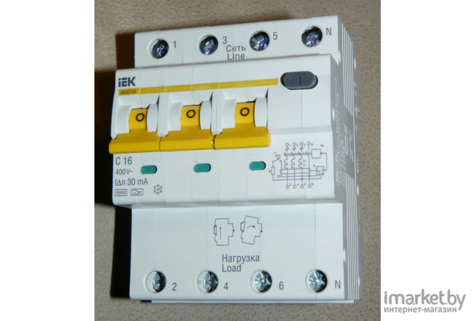 Автоматический выключатель дифференциального тока IEK АВДТ 34 (MAD22-6-016-C-30)