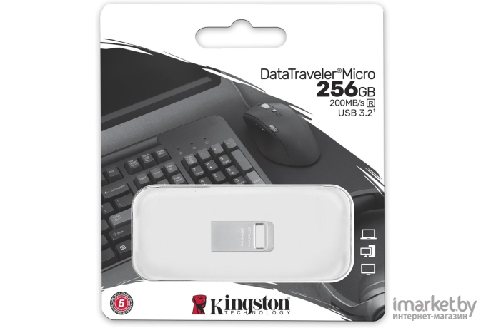 Флеш-накопитель Kingston DataTraveler Micro 256Gb серебристый (DTMC3G2/256GB)