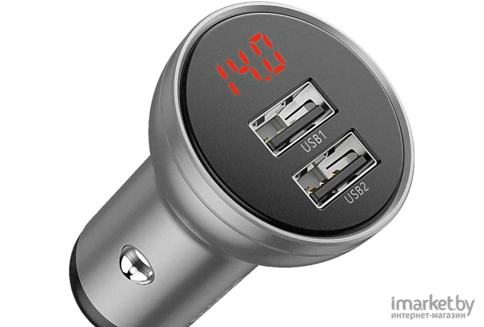 Автомобильное зарядное устройство Baseus Digital Display Car Charger 2 USB 4.8A 24W Silver (CCBX-0S)