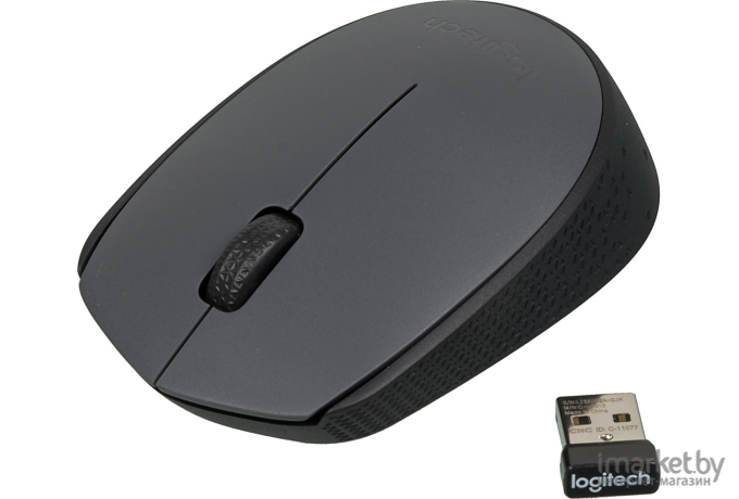 Мышь Logitech M170 серый/черный оптическая (1000dpi) беспроводная USB (2but)