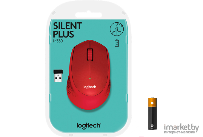 Мышь Logitech M330 Silent Plus красный (910-004911)