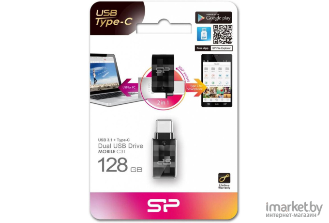 USB Flash Silicon-Power Mobile C31 128GB черный (SP128GBUC3C31V1K)