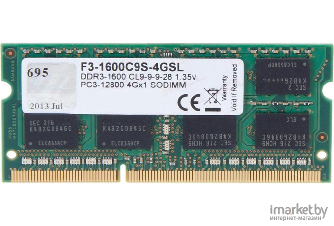 Оперативная память G.Skill 4GB DDR3 SODIMM PC3-12800 (F3-1600C9S-4GSL)