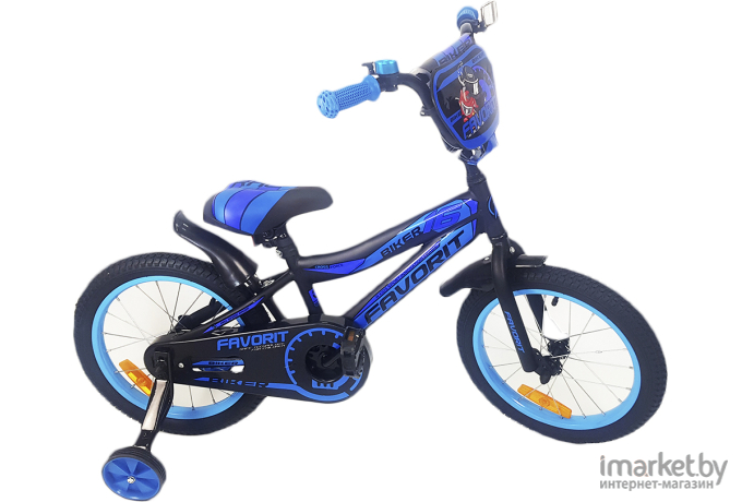 Детский велосипед Favorit Biker 16 (черный/синий, 2020)