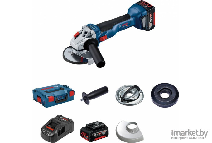 Угловая шлифмашина Bosch GWS 18V-10 Professional 06019J4004 (с 2-мя АКБ, кейс)