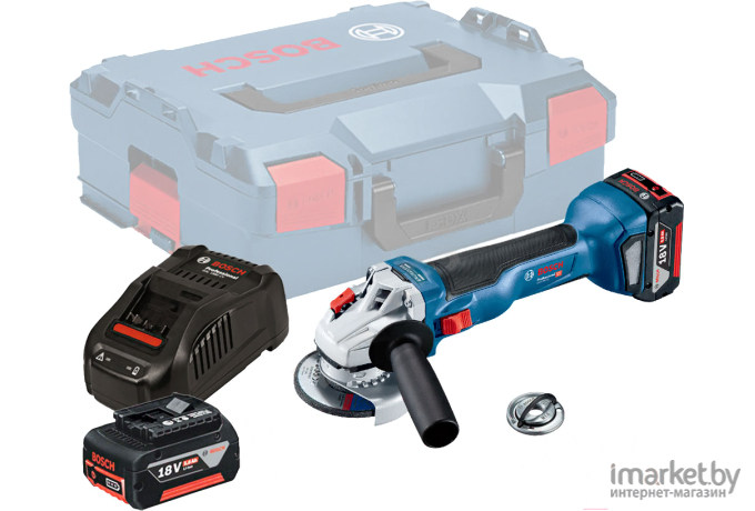 Угловая шлифмашина Bosch GWS 18V-10 Professional 06019J4004 (с 2-мя АКБ, кейс)