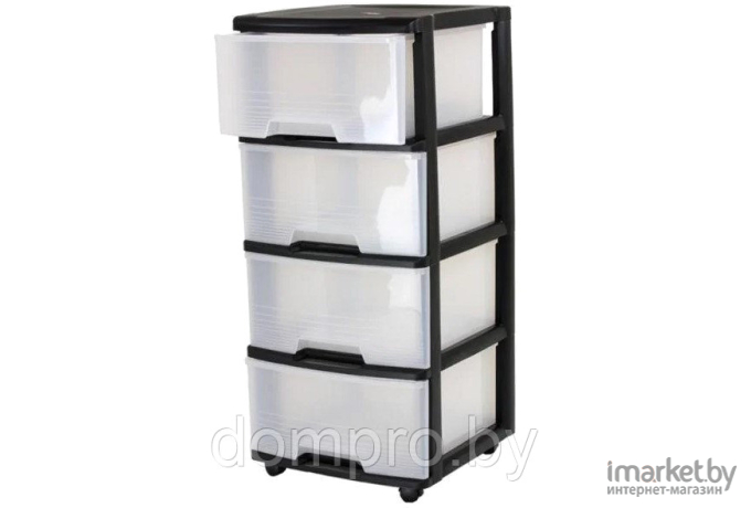 Комод Keter Drawer System 4X20L (прозрачный/черный)