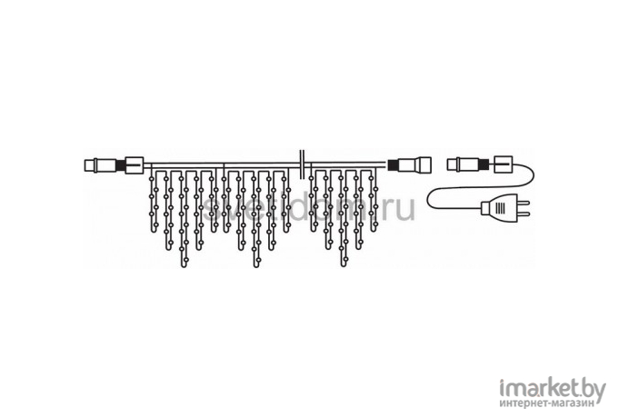 Гирлянда Айсикл (бахрома) светодиодный, 4,0х0,6м, черный провод КАУЧУК, 220В, диоды синие, NEON-NI