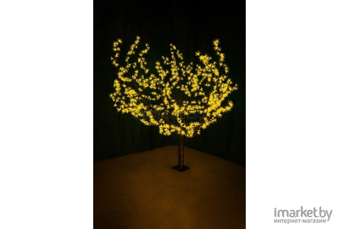 Светодиодное дерево Сакура высота 1,5м, диаметр кроны 1,8м, желтые светодиоды, IP 54, понижающий т