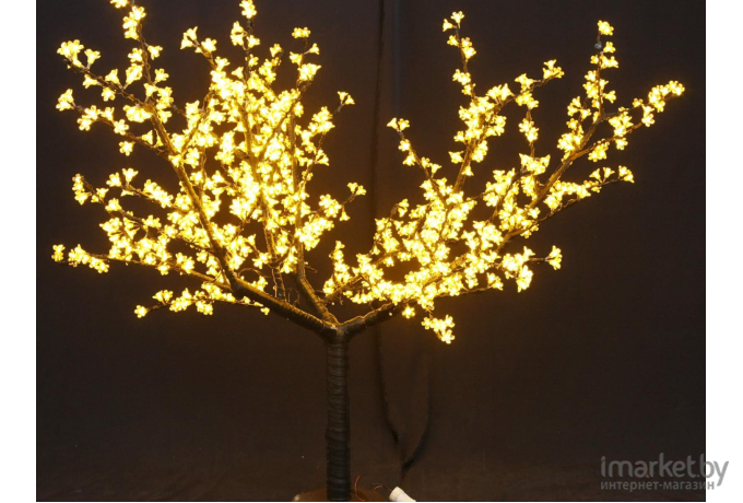 Светодиодное дерево Сакура высота 1,5м, диаметр кроны 1,8м, желтые светодиоды, IP 54, понижающий т