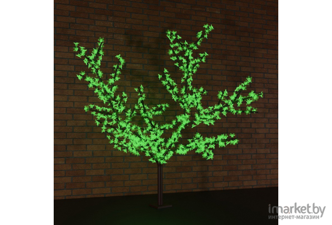 Светодиодное дерево Сакура, высота 1,5м, диаметр кроны 1,8м, зеленые светодиоды, IP 54, понижающий