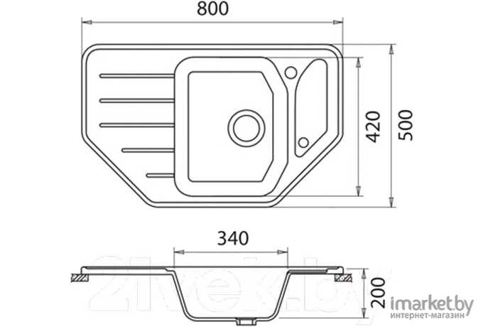 Кухонная мойка GranFest Corner GF-C800E белый