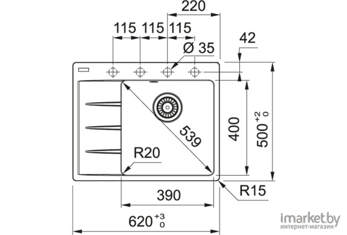 Кухонная мойка Franke Centro CNG 611-62 TL Fragranite 114.0639.705 (черный матовый)