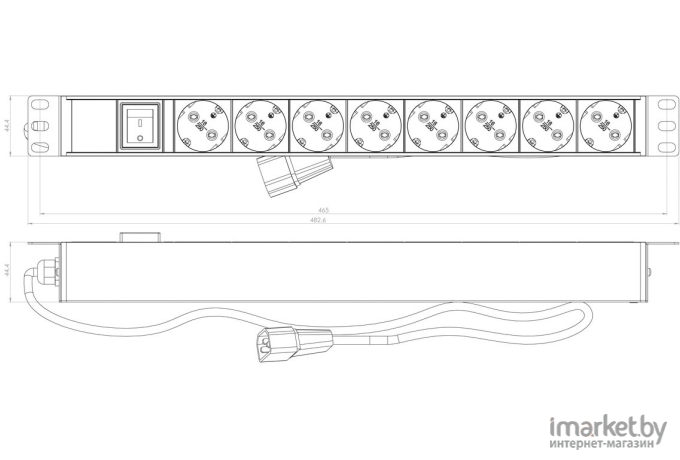 Блок распределения питания Hyperline SHE19-8SH-S-2.5IEC