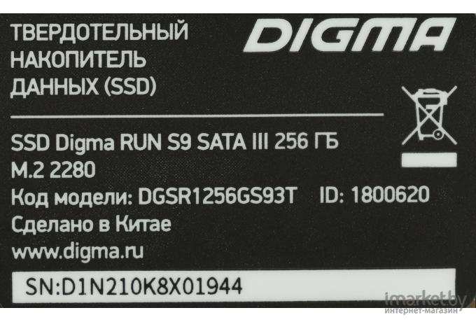 SSD накопитель Digma Run S9 256Gb (DGSR1256GS93T)