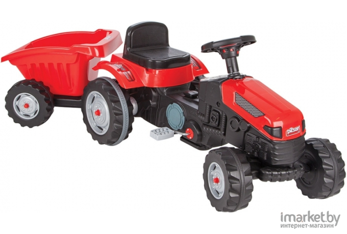 Педальная машина Pilsan Tractor с прицепом красный (7316)