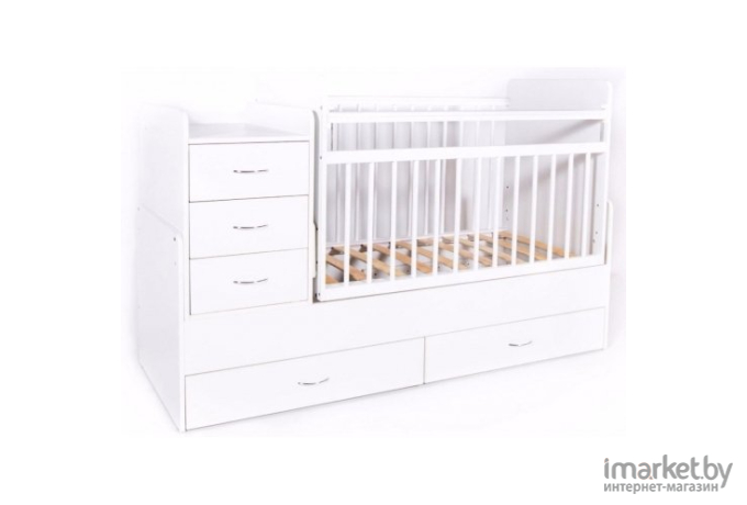 Кроватка Bambini Comfort 18 белый колесо