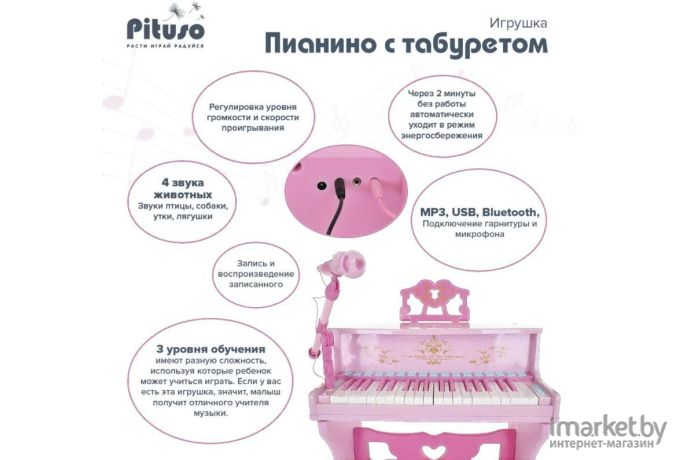 Музыкальная игрушка Pituso Пианино с табуретом (HW19089430)