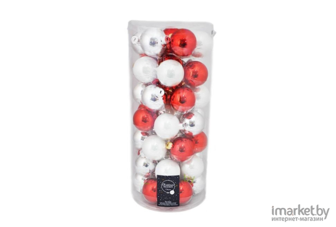 Набор елочных шаров Kaemingk 49 шт. 143168 белый/красный/серебряный