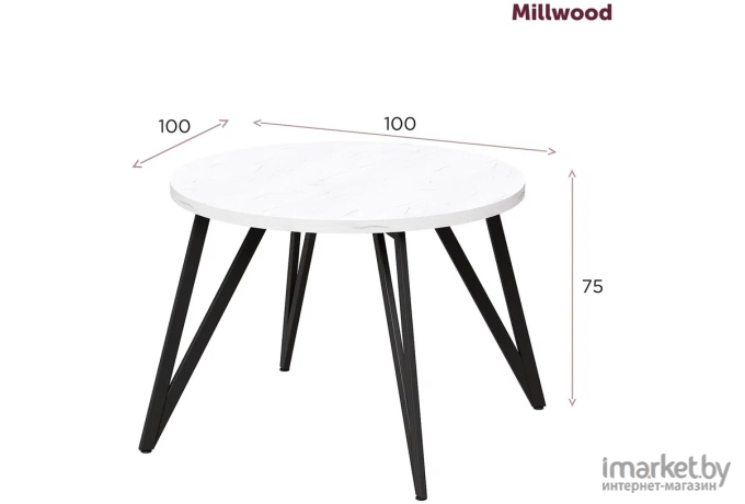 Стол обеденный Millwood Женева 2 Л D100x75 белый/металл белый