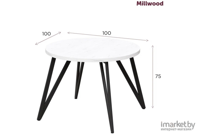 Стол обеденный Millwood Женева 2 Л D100x75 дуб белый Craft/металл черный