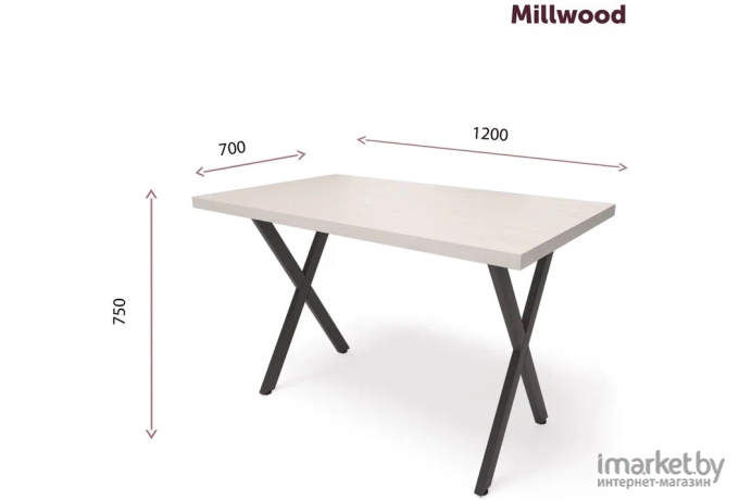 Стол обеденный Millwood Хьюстон Л18 120х70 дуб табачный Craft/металл черный