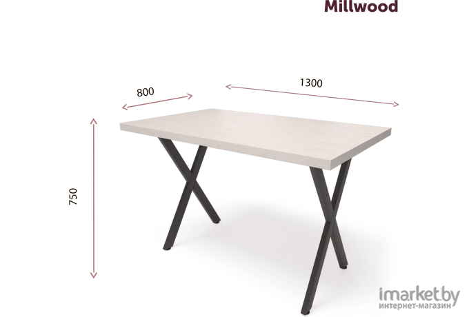 Стол обеденный Millwood Хьюстон Л18 130х80 дуб табачный Craft/металл черный