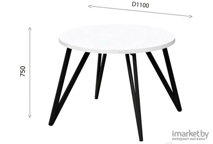 Стол обеденный Millwood Женева 2 Л18 100х70 дуб белый Craft/металл черный