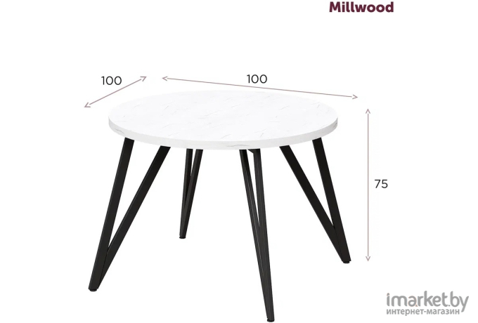 Стол обеденный Millwood Женева 2 Л18 D100 белый/металл белый