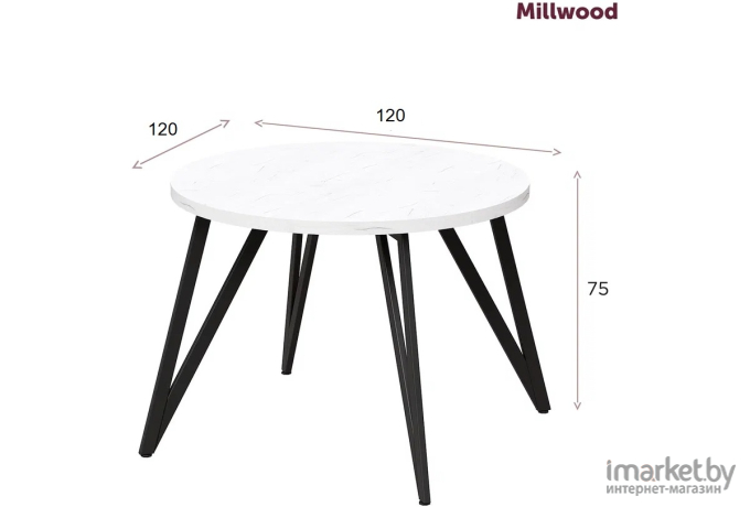 Стол обеденный Millwood Женева 2 Л18 D120 дуб табачный Craft/металл черный