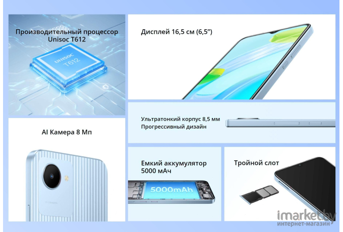 Смартфон Realme C30 4/64GB Lake Blue (RMX3581)
