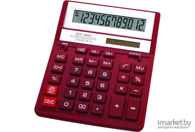 Калькулятор бухгалтерский Citizen SDC-888XRD красный