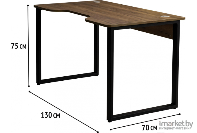 Геймерский стол Millwood Лофт Гонконг ДТ-3 130х70 дуб табачный Craft/металл черный