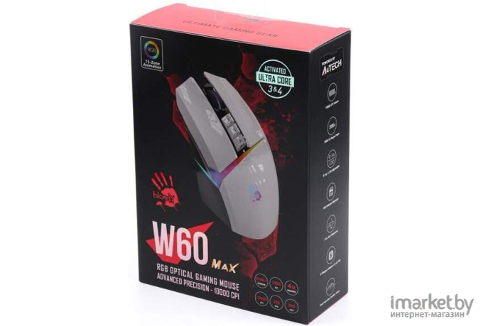 Игровая мышь A4Tech Bloody белый (W60 MAX PANDA WHITE)