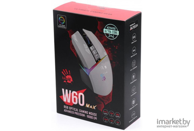 Игровая мышь A4Tech Bloody белый (W60 MAX PANDA WHITE)